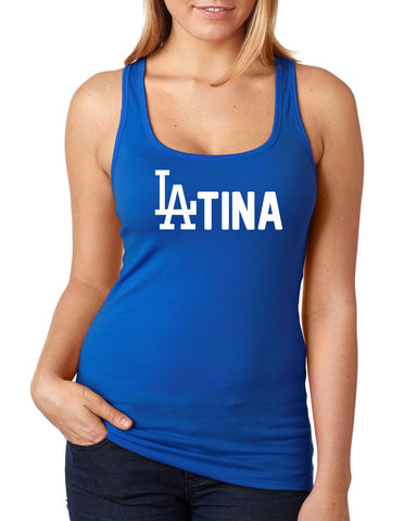 00-16 Dodgers LATINA Glitter Woman's Fitted workout Tank Top Fitness Los Angeles
